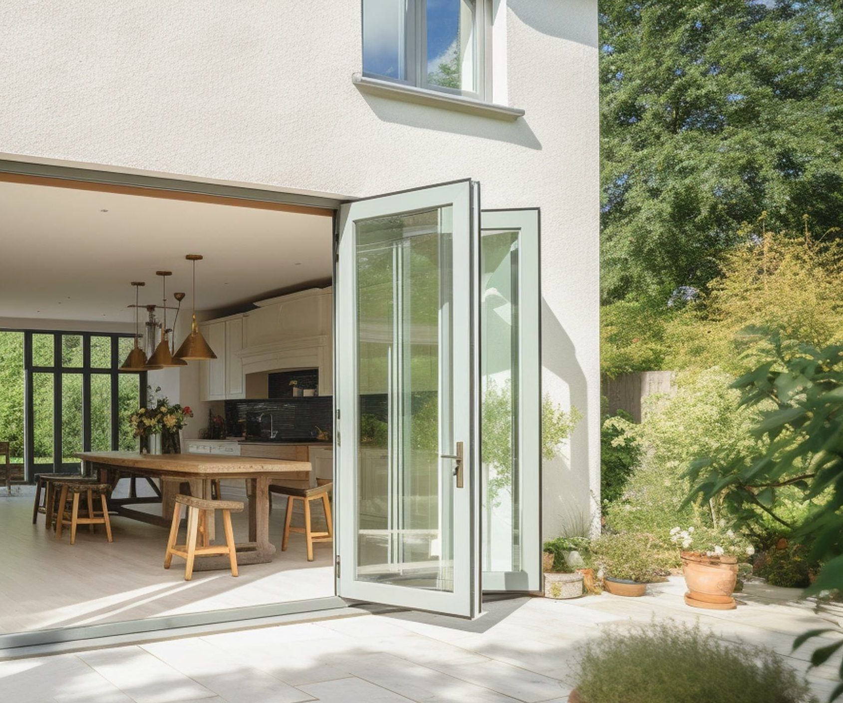 Green bi-folding door