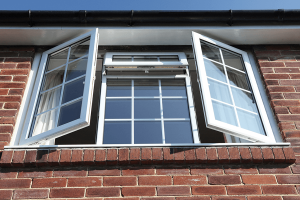 Slim aluminium white casement window