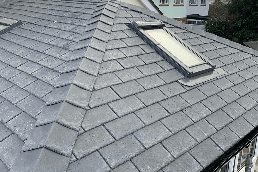 Black conservatory roof close up