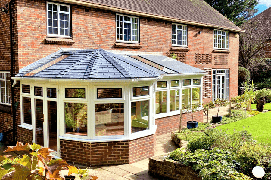 Tiled roof for P shaped conservatory