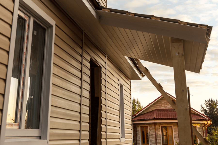 Front of a house with wall cladding