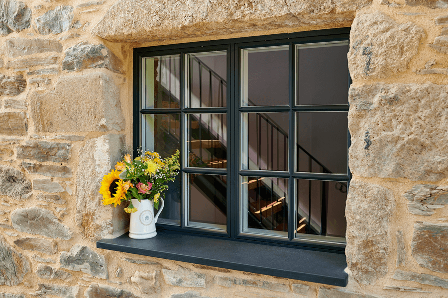 Black flush sash windows