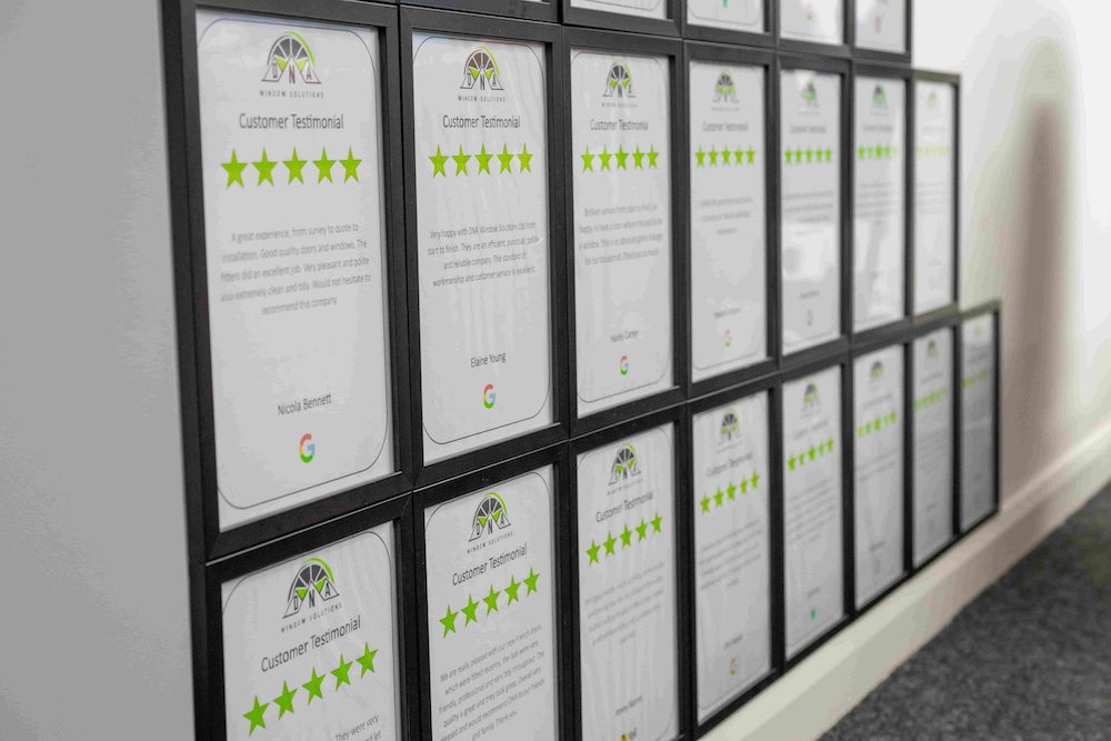 Close up of customer testimonials